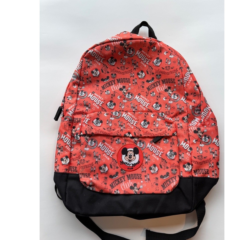Disney Mickey Mouse Club Backpack Red Black All Over Print Canvas School Bag